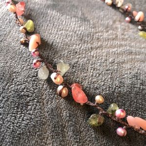 Mixed pearl and semi precious stone necklace